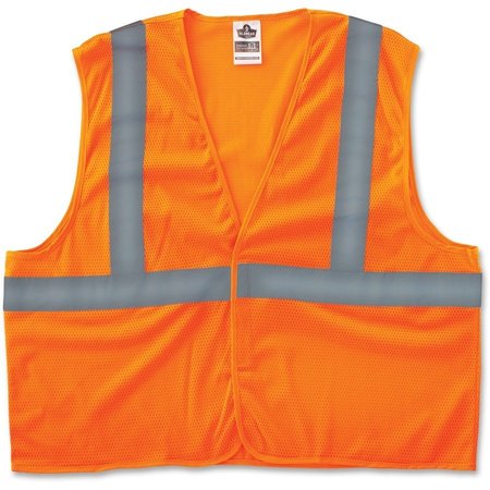 GLOWEAR Safety Vest, Class 2, Hi-Vis, Reflective Tape, Mesh, L/XL, OE EGO20965